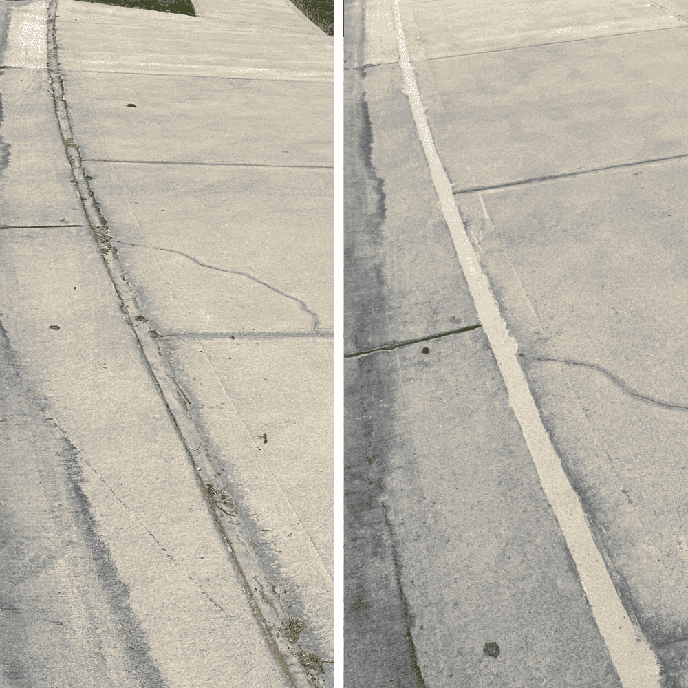 concrete caulking project in Omaha. Before and after.